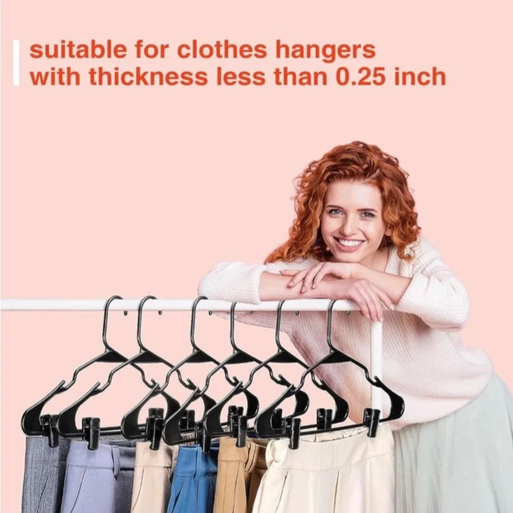 Set/24 Flat Thin Felt Velvet Hanger Clips for Pants and Skirts